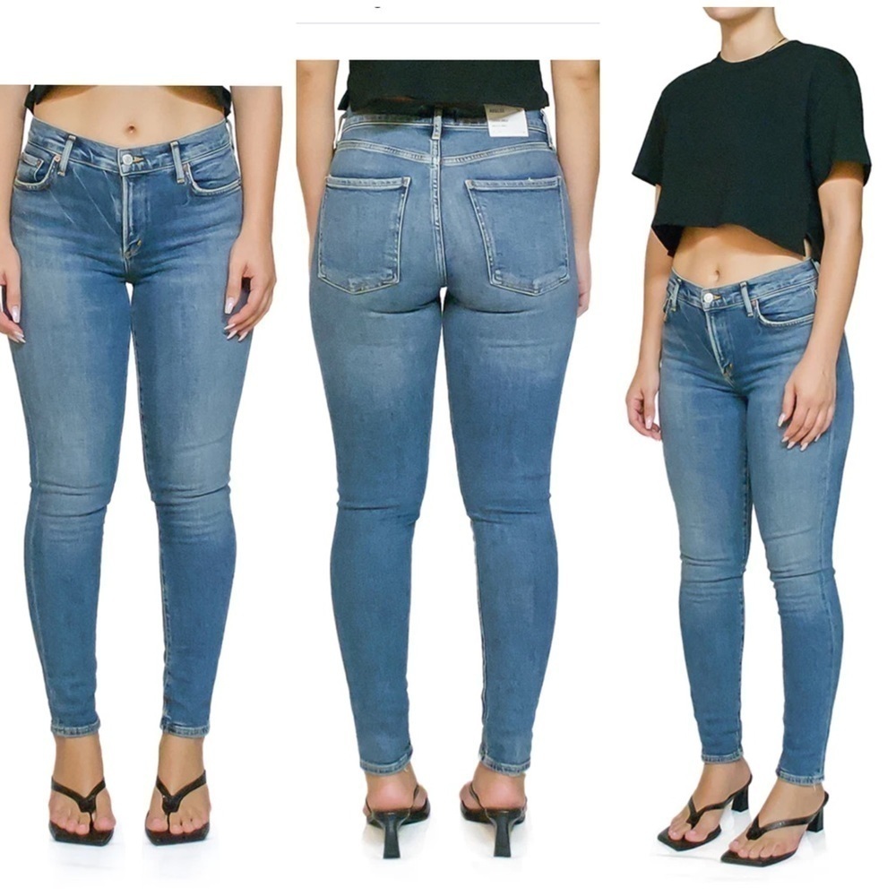 AGOLDE Sophie Mid Rise Skinny Jeans blue size 25